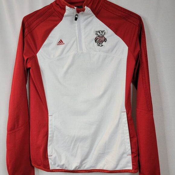 Adidas Wisconsin Badgers Women’s Red & White Quarter Zip Pullover | Size M - Picture 5 of 10